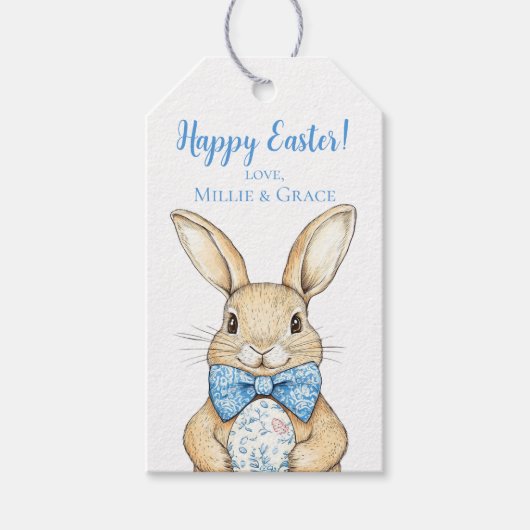 Aangepaste Easter Bunny Gift Label Cadeaulabel (Voorkant)