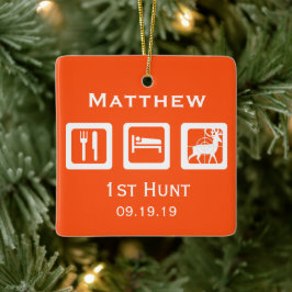 Aangepaste Eat Sleep Hunt 1st Deer Hunt Keepomwill Keramisch Ornament