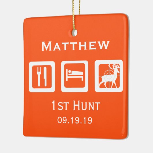 Aangepaste Eat Sleep Hunt 1st Deer Hunt Keepomwill Keramisch Ornament (Links)