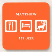 Aangepaste Eat Sleep Hunt 1st Deer Keepomwille Bier Onderzetter (Voorkant)