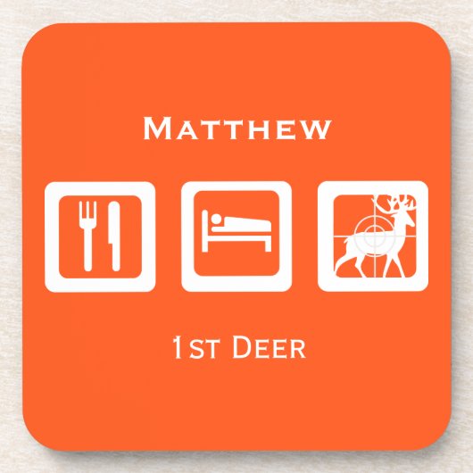 Aangepaste Eat Sleep Hunt 1st Deer Keepomwille Bier Onderzetter (Voorkant)