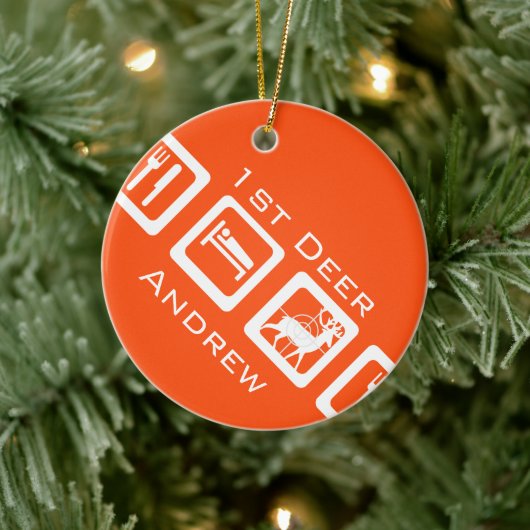 Aangepaste Eat Sleep Hunt 1st Deer Keepomwille Keramisch Ornament (Boom)