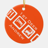 Aangepaste Eat Sleep Hunt 1st Deer Keepomwille Keramisch Ornament (Voorkant)