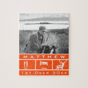 Aangepaste Eat Sleep Hunt 1st Deer Keepomwille Legpuzzel