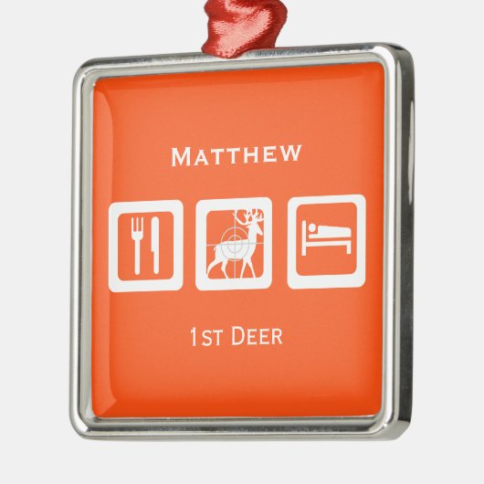 Aangepaste Eat Sleep Hunt 1st Deer Keepomwille Metalen Ornament (Links)