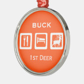 Aangepaste Eat Sleep Hunt 1st Deer Keepomwille Metalen Ornament (Links)