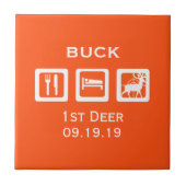 Aangepaste Eat Sleep Hunt 1st Deer Keepomwille Tegeltje (Voorkant)