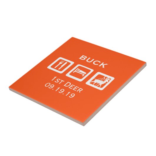 Aangepaste Eat Sleep Hunt 1st Deer Keepomwille Tegeltje (Zijkant)