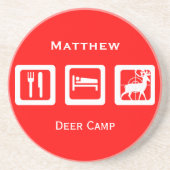 Aangepaste Eat Sleep Hunt 1st Deer Keepomwille Zandsteen Onderzetter (Voorkant)