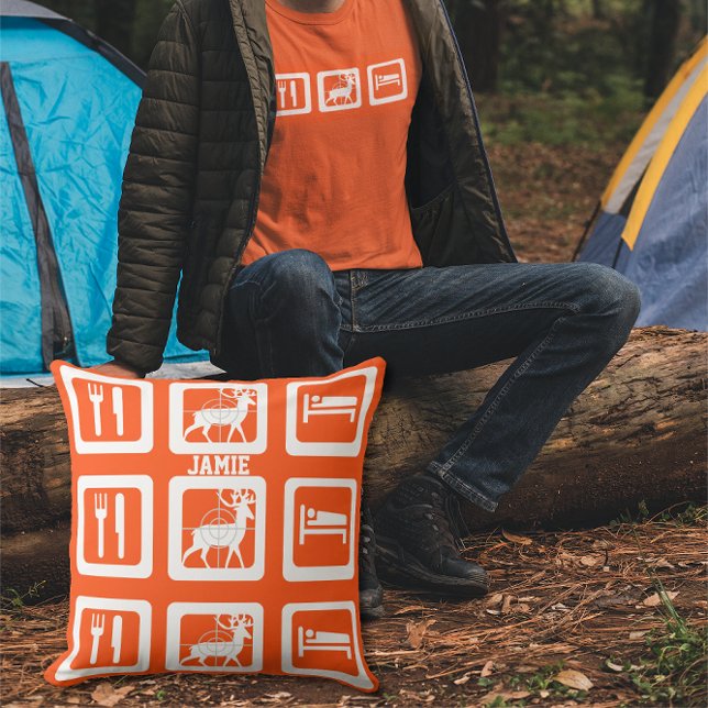 Aangepaste Eat Sleep Hunt Oranje Pillow Kussen (Creator heeft geüpload)