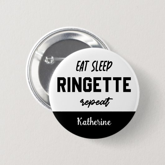 Aangepaste Eat Sleep Ringette Herhalen Ringette Pl Ronde Button 5,7 Cm (Voorkant /achterkant)