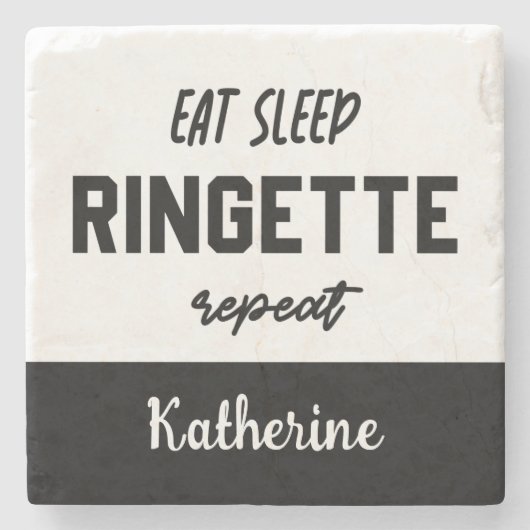 Aangepaste Eat Sleep Ringette Herhalen Ringette Pl Stenen Onderzetter (Voorkant)