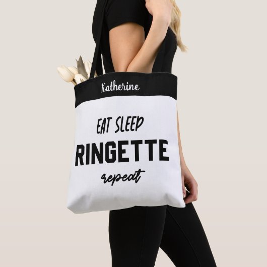 Aangepaste Eat Sleep Ringette Herhalen Ringette Pl Tote Bag (Dichtbij)
