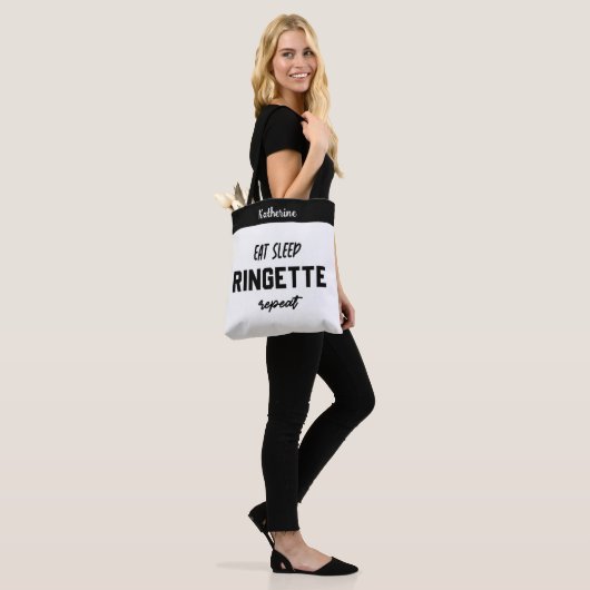 Aangepaste Eat Sleep Ringette Herhalen Ringette Pl Tote Bag (Op model)