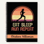 Aangepaste Eat Sleep Run Herhaling Retro Athlete Notitieboek (Voorkant)
