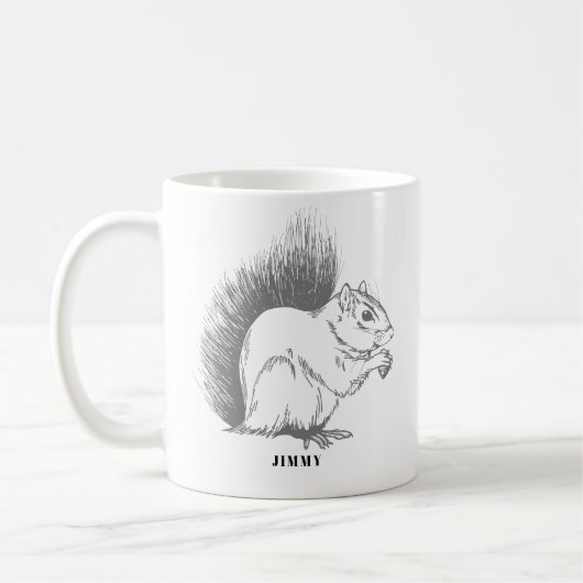 Aangepaste eekhoorn geïllustreerd in het wild grij koffiemok (Links)