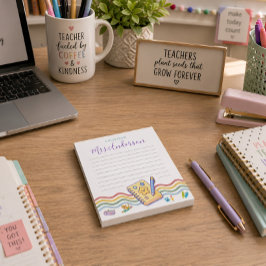 Aangepaste Een briefje van Cute Crayon Teacher Not Notitieblok
