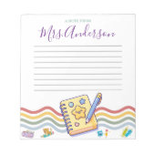 Aangepaste Een briefje van Cute Crayon Teacher Not Notitieblok (Voorkant)