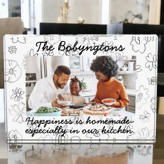 Aangepaste één foto familie blij bloemen zwart wit