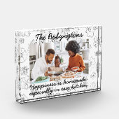 Aangepaste één foto familie blij bloemen zwart wit (Links)