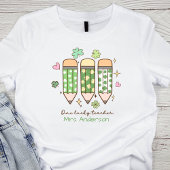 Aangepaste Eén Gelukkige Leraar Retro Potlood T-shirt