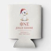 Aangepaste Eén Jollige Gans December Eerste Verjaa Blikjeskoeler (Achterkant)