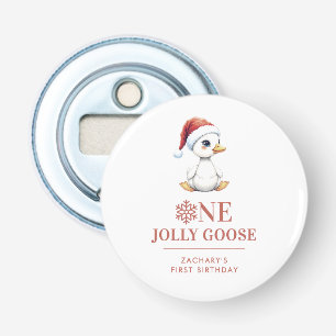 Aangepaste Eén Jollige Gans December Eerste Verjaa Button Flesopener