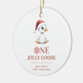 Aangepaste Eén Jollige Gans December Eerste Verjaa Keramisch Ornament (Links)