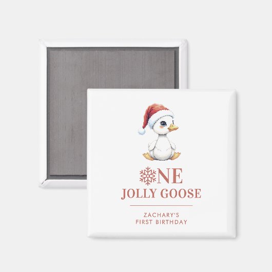 Aangepaste Eén Jollige Gans December Eerste Verjaa Magneet (Voorkant / Achterkant)
