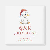 Aangepaste Eén Jollige Gans December Eerste Verjaa Magneet (Voorkant)