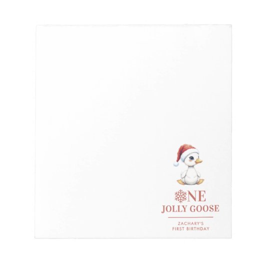 Aangepaste Eén Jollige Gans December Eerste Verjaa Notitieblok (Voorkant)