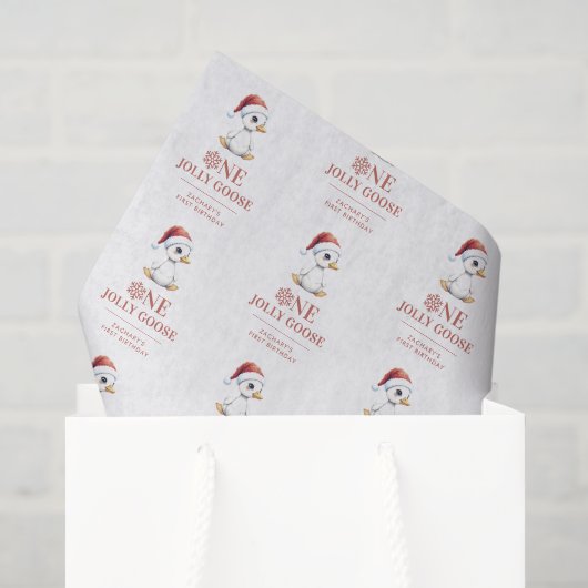 Aangepaste Eén Jollige Gans December Eerste Verjaa Tissuepapier (Cadeauzakje)