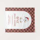 Aangepaste Eén Jollige Gans December Eerste Verjaa Wandkleed (Voorkant (horizontaal))