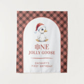 Aangepaste Eén Jollige Gans December Eerste Verjaa Wandkleed (Voorkant)