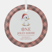 Aangepaste Eén Joyeuze Gans December Eerste Verjaa Glas Ornament (Voorkant)