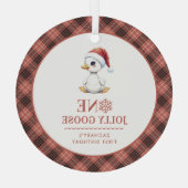 Aangepaste Eén Joyeuze Gans December Eerste Verjaa Glas Ornament (Achterkant)