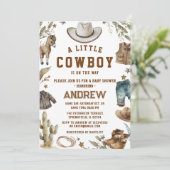 Aangepaste een kleine cowboy Baby shower uitnodigi Kaart (Staand voorkant)
