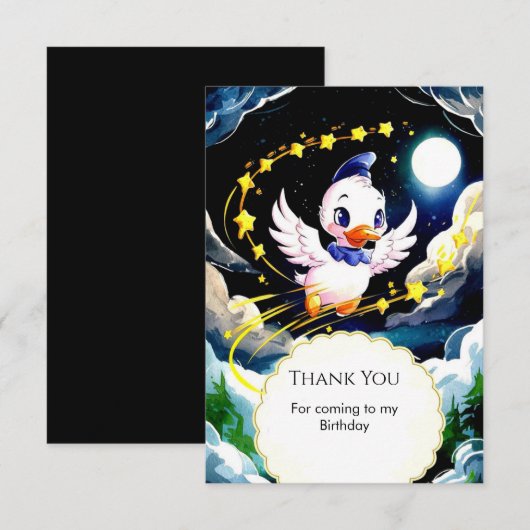 Aangepaste Eend Verjaardag voor Kinderen Bedankkaart (Voorkant / Achterkant)
