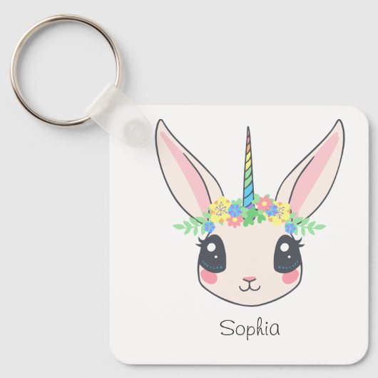 Aangepaste Eenhoorn Cute Roze Meisjes Sleutelhanger (Voorkant)