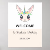 Aangepaste Eenhoorn Cute Roze Verjaardagsfeest  Poster (Voorkant)