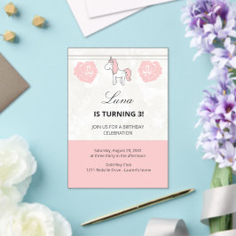 Aangepaste Eenhoorn Cute Roze Verjaardagsfeest Uit Acryl Uitnodigingen