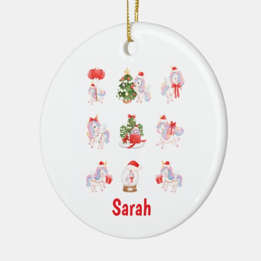 Aangepaste Eenhoorn Kerst Ornament voor Meisjes (Links)