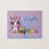 Aangepaste eenhoorn kind naam Pasen Puzzel Legpuzzel (Horizontaal)