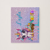 Aangepaste eenhoorn kind naam Pasen Puzzel Legpuzzel (Verticaal)