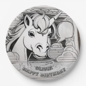 Aangepaste eenhoorn kleuren in partij papier bord (Voorkant)