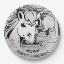 Aangepaste eenhoorn kleuren in partij papier bord