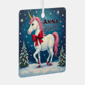 Aangepaste Eenhoorn Rode Boog Metalen Ornament (Voorkant Rechts)