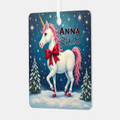 Aangepaste Eenhoorn Rode Boog Metalen Ornament (Voorkant links)