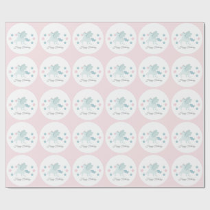 Aangepaste Eenhoorn Schattig Roze Blauw Verjaardag Cadeaupapier