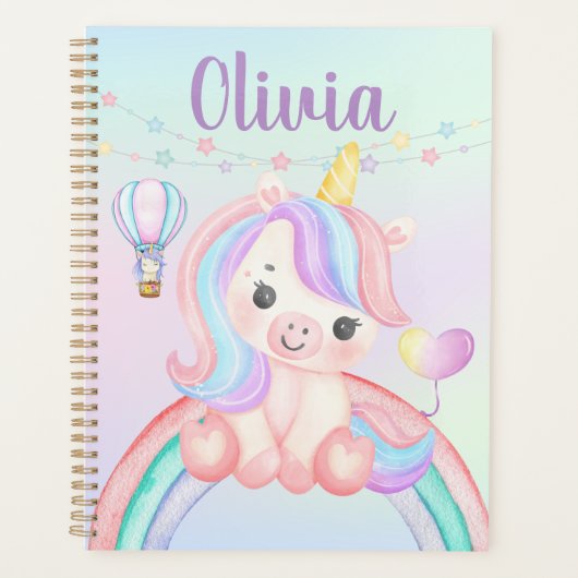 Aangepaste Eenhoorn Spiraal Planner - Gepersonalis (Voorkant)